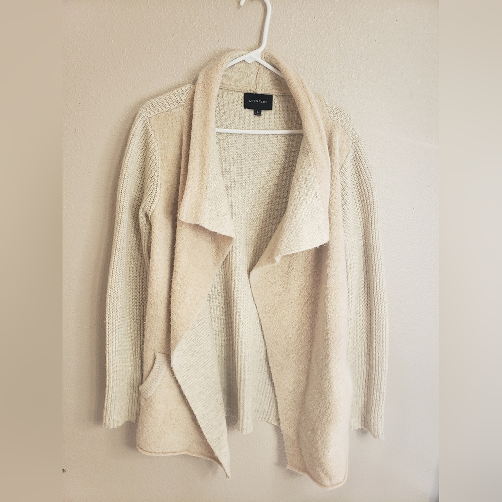 Anthropologie Cream Open-Front Sweater
